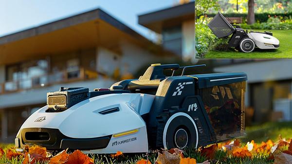 Innovativer KI Maehroboter mit Kehrmaschine M