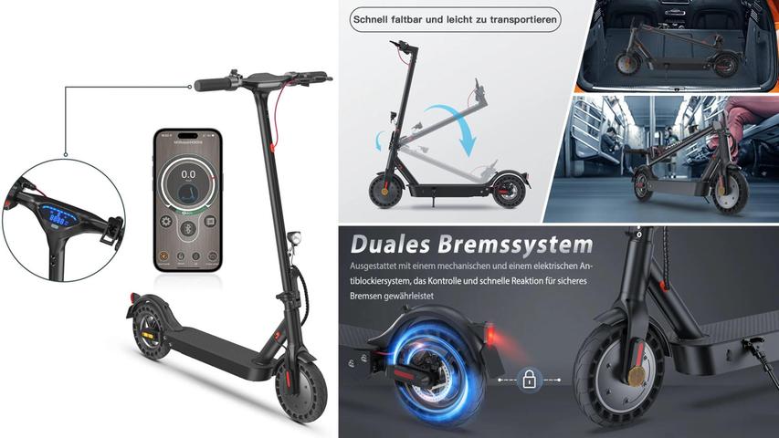Der schnell faltbare E-Scooter ist mit einem breiten Lenkrad-Display und einem dualen Bremssystem ausgestattet. Der schnell faltbare E-Scooter ist mit einem breiten Lenkrad-Display und einem dualen Bremssystem ausgestattet.