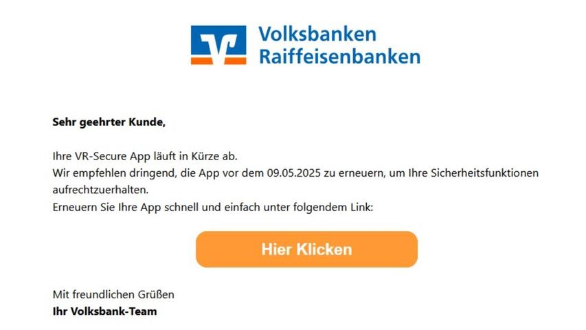Auch bei den VR-Banken gibt es derzeit Betrugsversuche. Auch bei den VR-Banken gibt es derzeit Betrugsversuche.