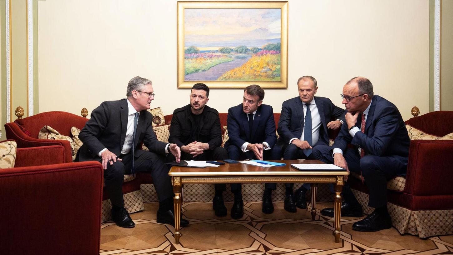 Mit Trump am Telefon: Fünf europäische Staatschefs in Kiew. Mit Trump am Telefon: Fünf europäische Staatschefs in Kiew.