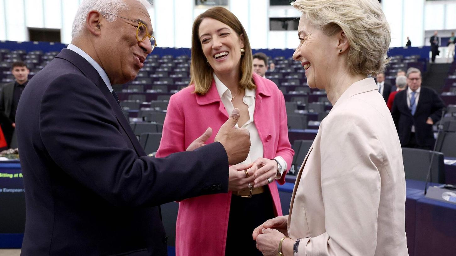 Zu dritt 200 Kilometer im Charter-Jet: Costa, Metsola und von der Leyen. Zu dritt 200 Kilometer im Charter-Jet: Costa, Metsola und von der Leyen.