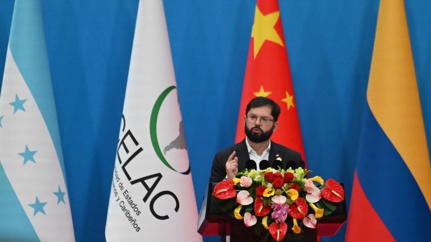 Chiles Präsident Boric forderte eine gemeinsame Umsetzung von Chinas Plänen. Chiles Präsident Boric forderte eine gemeinsame Umsetzung von Chinas Plänen.
