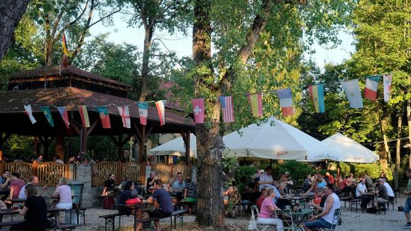 Im Hummelsteiner Park liegt zwischen hohen Bäumen verborgen ein gemütlicher Biergarten, der bereits zum Verweilen einlädt. Täglich ab 15 Uhr (samstags und sonntags bereits ab 14.30 Uhr) können Nürnbergerinnen und Nürnberger sowie alle anderen Biergartenliebhaberinnen und -Liebhaber Platz nehmen, ein Bier trinken sowie verschiedene Gerichte, wie Burger mit Pommes bestellen.