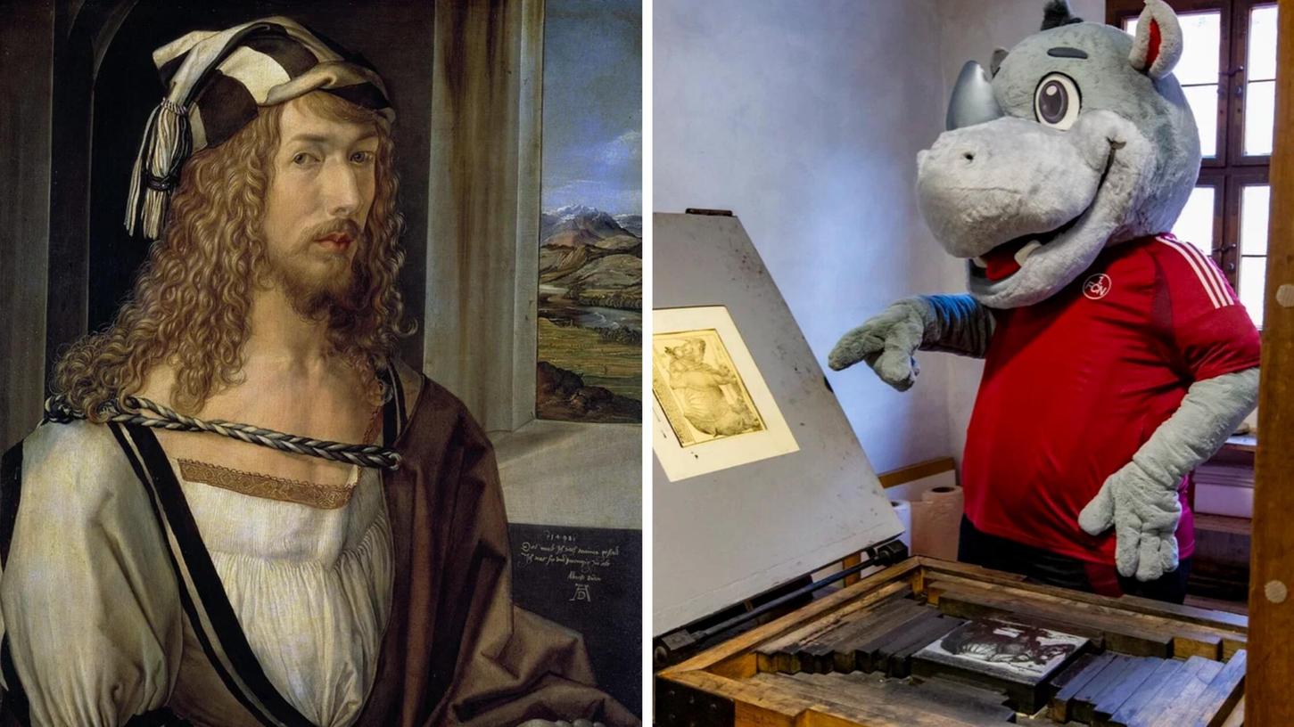 Teil der Feierlichkeiten: FCN Maskottchen Rhinola - hier im Albrecht-Dürer-Haus. Teil der Feierlichkeiten: FCN Maskottchen Rhinola - hier im Albrecht-Dürer-Haus.
