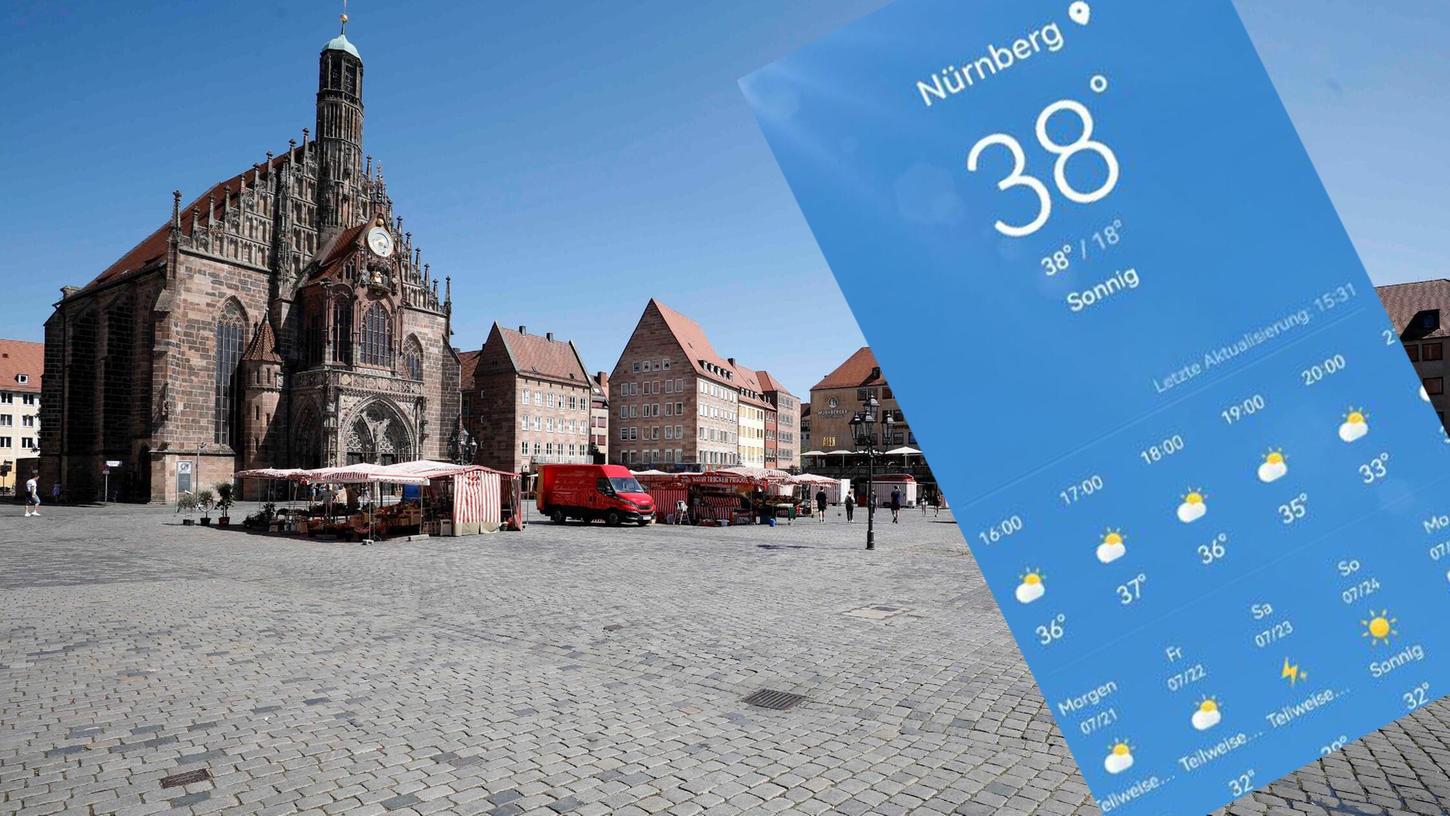 Der Nürnberger Hauptmarkt gilt mit seiner großflächigen Versiegelung als unrühmlicher Hotspot in der Frankenmetropole. Der Nürnberger Hauptmarkt gilt mit seiner großflächigen Versiegelung als unrühmlicher Hotspot in der Frankenmetropole.