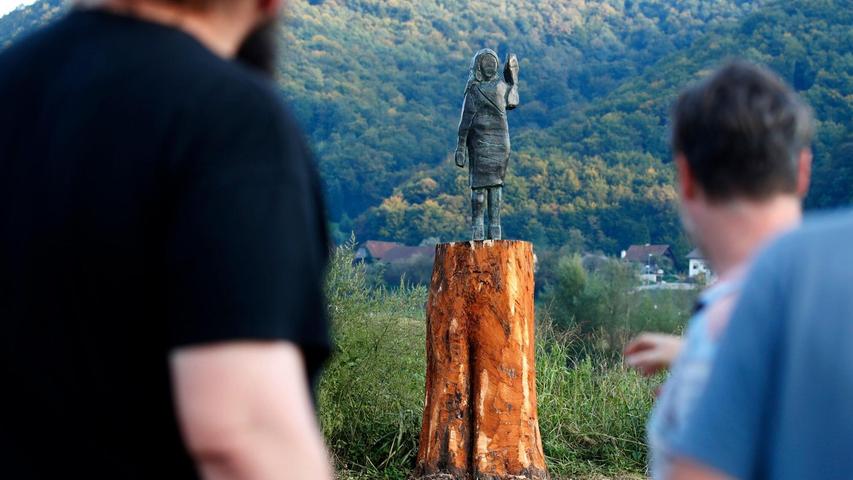 Die Bronze-Statue von US-First Lady Melania Trump in ihrer Heimat Slowenien ist gestohlen worden. (Archivbild) Die Bronze-Statue von US-First Lady Melania Trump in ihrer Heimat Slowenien ist gestohlen worden. (Archivbild)