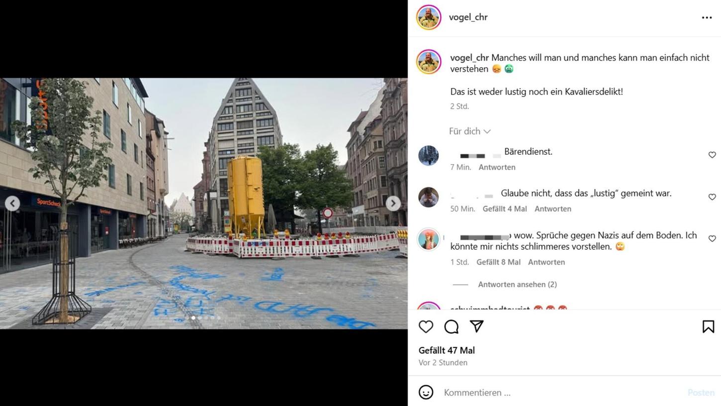 Nürnbergs Bürgermeister Christian Vogel kommentiert auf Instagram. Nürnbergs Bürgermeister Christian Vogel kommentiert auf Instagram.