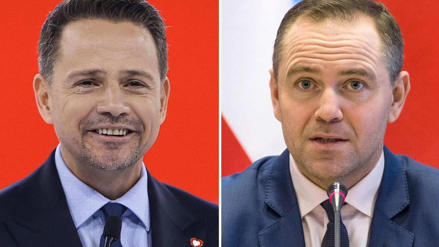 Der Warschauer Oberbürgermeister Rafal Trzaskowski (links) und der Historiker Karol Nawrocki gelten als Favoriten im Rennen um die polnische Präsidentschaft. (Archivbilder) Der Warschauer Oberbürgermeister Rafal Trzaskowski (links) und der Historiker Karol Nawrocki gelten als Favoriten im Rennen um die polnische Präsidentschaft. (Archivbilder)