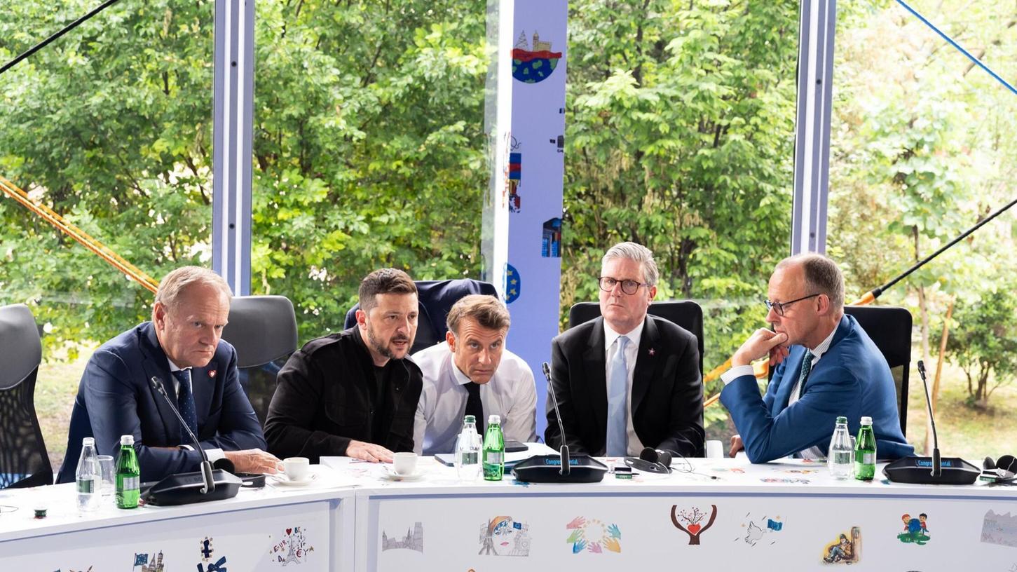 So sah es aus, als Merz, Macron und Starmer am Freitag mit Trump telefonierten. (Archivbild) So sah es aus, als Merz, Macron und Starmer am Freitag mit Trump telefonierten. (Archivbild)