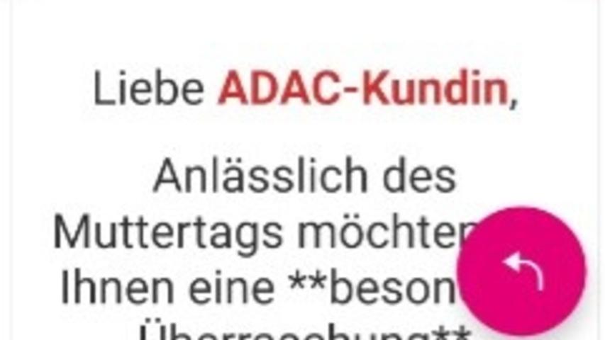 Diese Fake-Mail im Namen des ADAC hat ein User aus Franken erhalten. Diese Fake-Mail im Namen des ADAC hat ein User aus Franken erhalten.