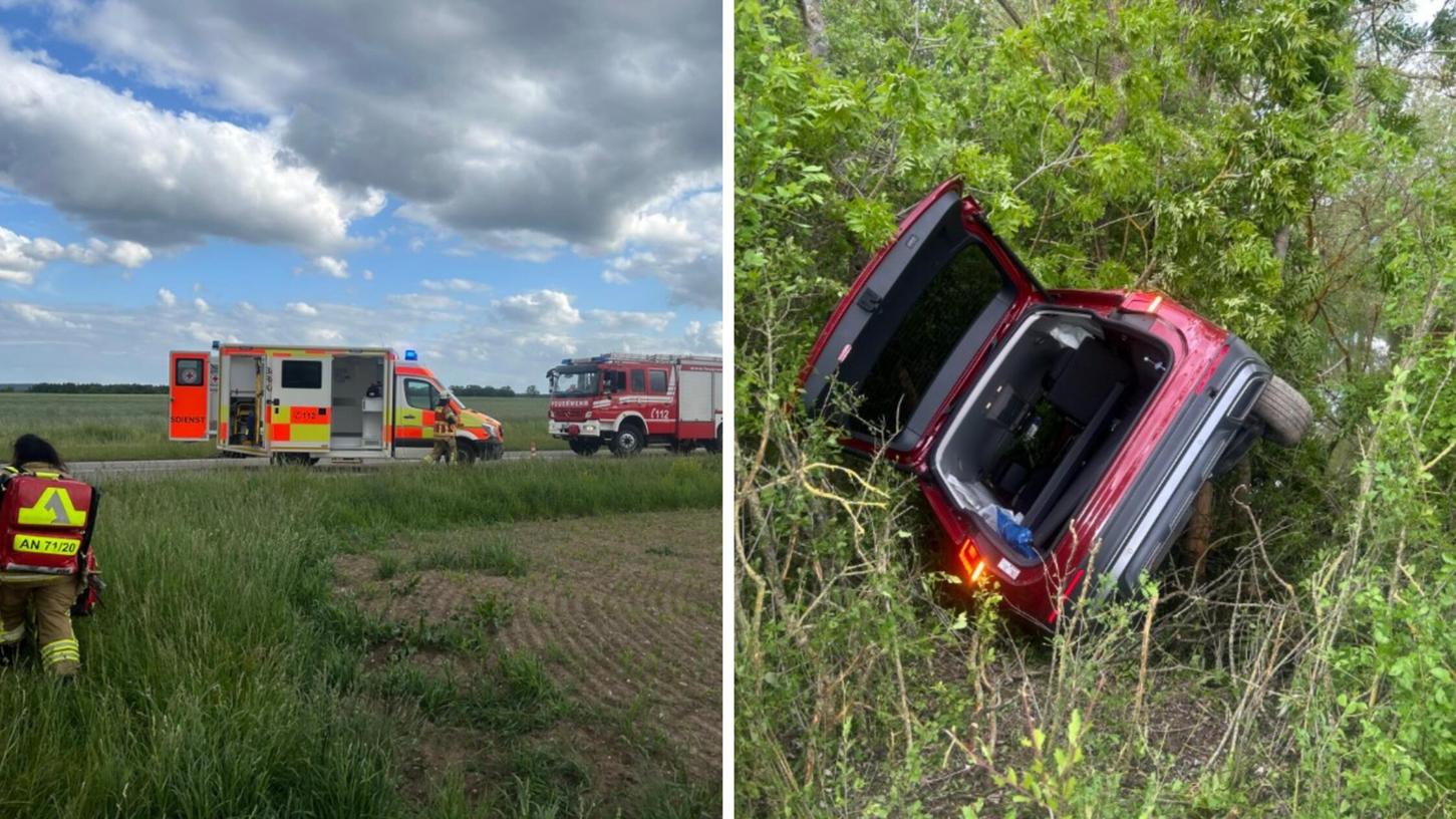 Ein Auto ist nach einem Unfall über einen Acker gefahren. Ein Auto ist nach einem Unfall über einen Acker gefahren.