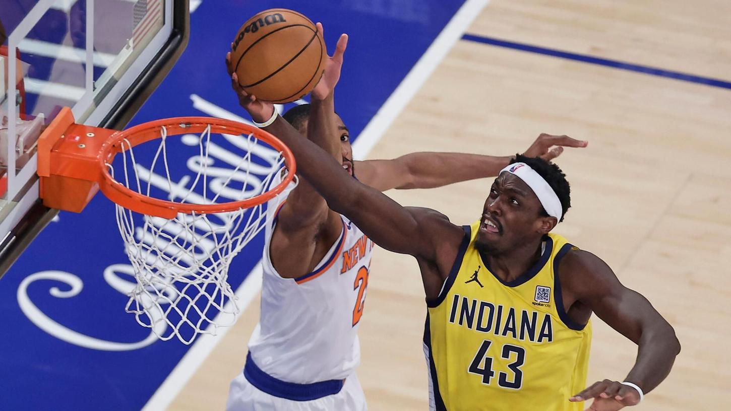 Pascal Siakam (rechts) überragte für die Indiana Pacers gegen die New York Knicks mit 39 Punkten. Pascal Siakam (rechts) überragte für die Indiana Pacers gegen die New York Knicks mit 39 Punkten.