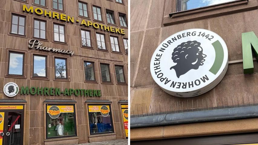Die Schriftzüge und das Logo der ehemaligen Mohrenapotheke sind im Stadtzentrum nach wie vor zu sehen. Die Schriftzüge und das Logo der ehemaligen Mohrenapotheke sind im Stadtzentrum nach wie vor zu sehen.