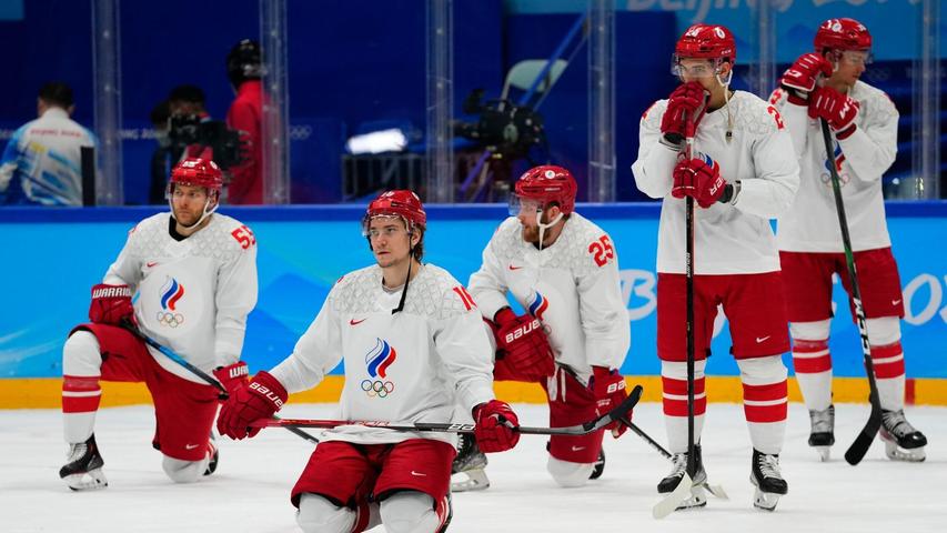 Das russische Eishockey-Team wird 2026 nicht bei Olympia starten. Das russische Eishockey-Team wird 2026 nicht bei Olympia starten.
