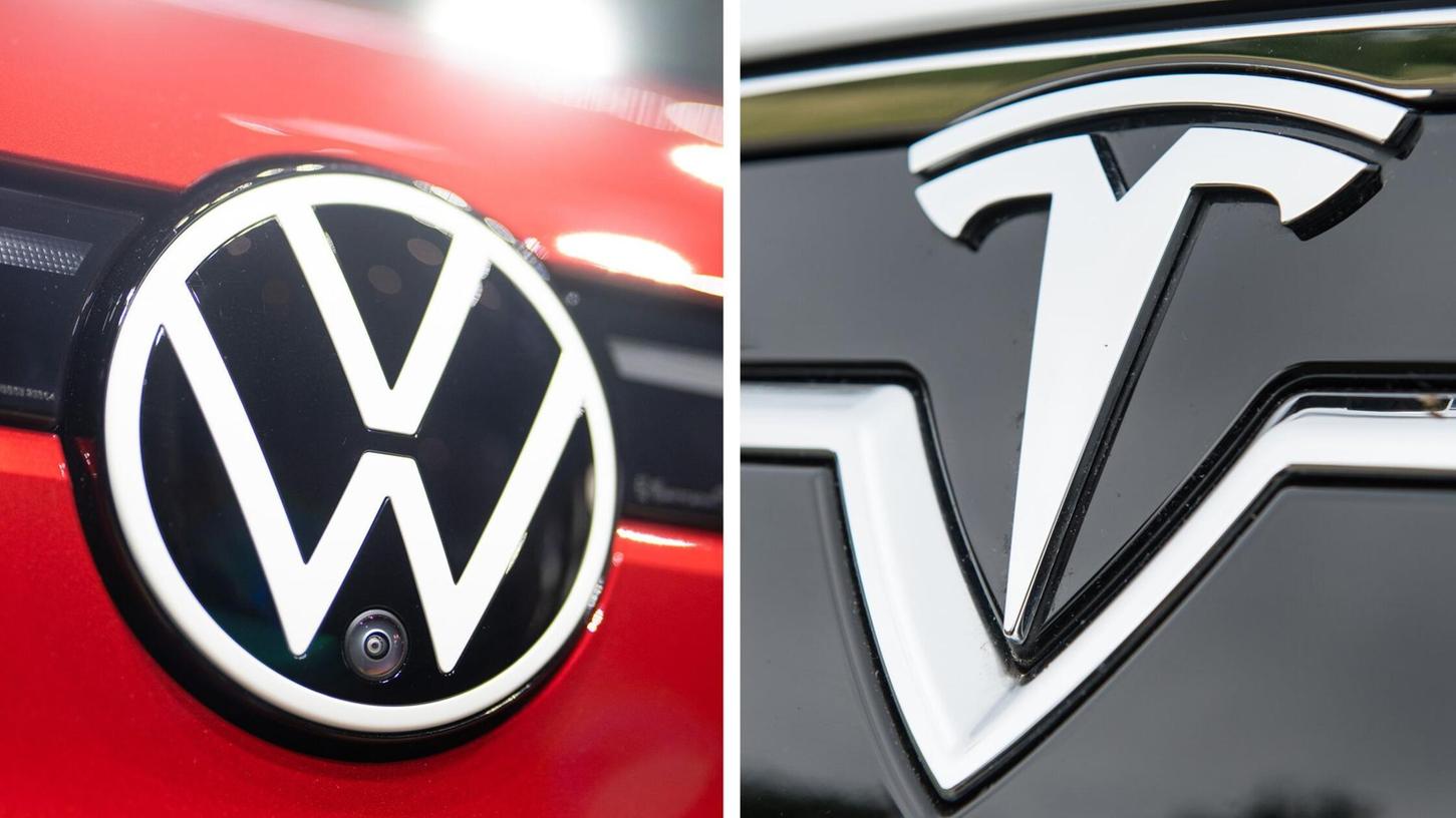 VW verdoppelt E-Auto-Auslieferungen, Tesla halbiert sie. VW verdoppelt E-Auto-Auslieferungen, Tesla halbiert sie.