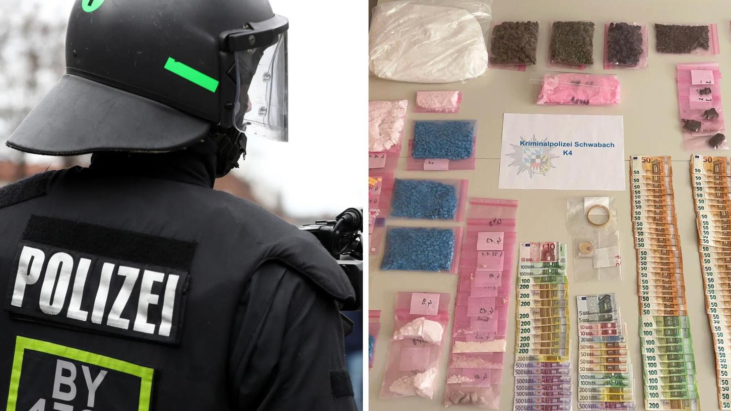 Bei Durchsuchungen wurden zahlreiche Drogen und eine Menge Bargeld gefunden. Bei Durchsuchungen wurden zahlreiche Drogen und eine Menge Bargeld gefunden.