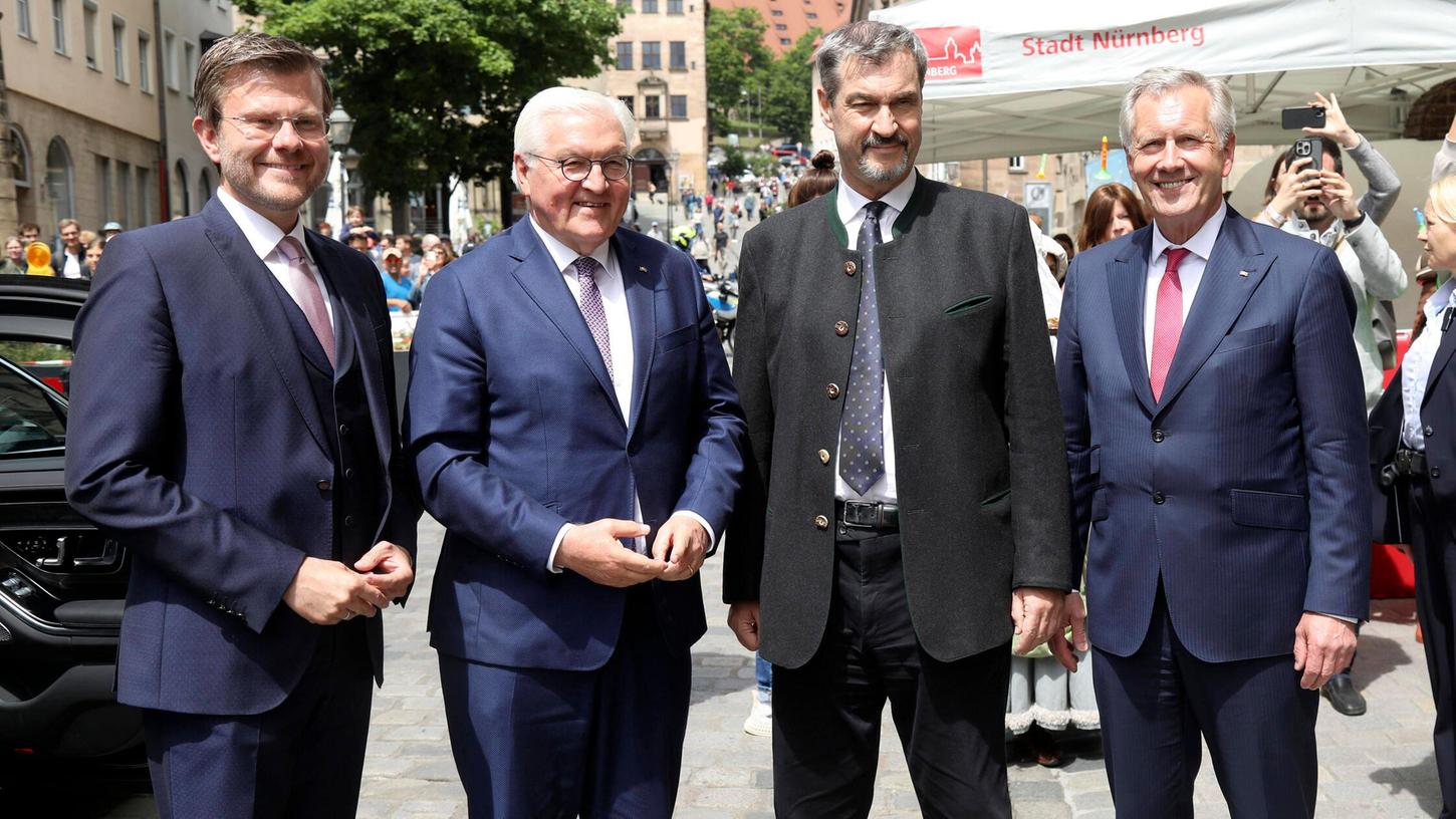 Marcus König, Frank-Walter Steinmeier, Markus Söder und Christian Wulff bei der Eröffnung des Deutschen Chorfestes. Marcus König, Frank-Walter Steinmeier, Markus Söder und Christian Wulff bei der Eröffnung des Deutschen Chorfestes.