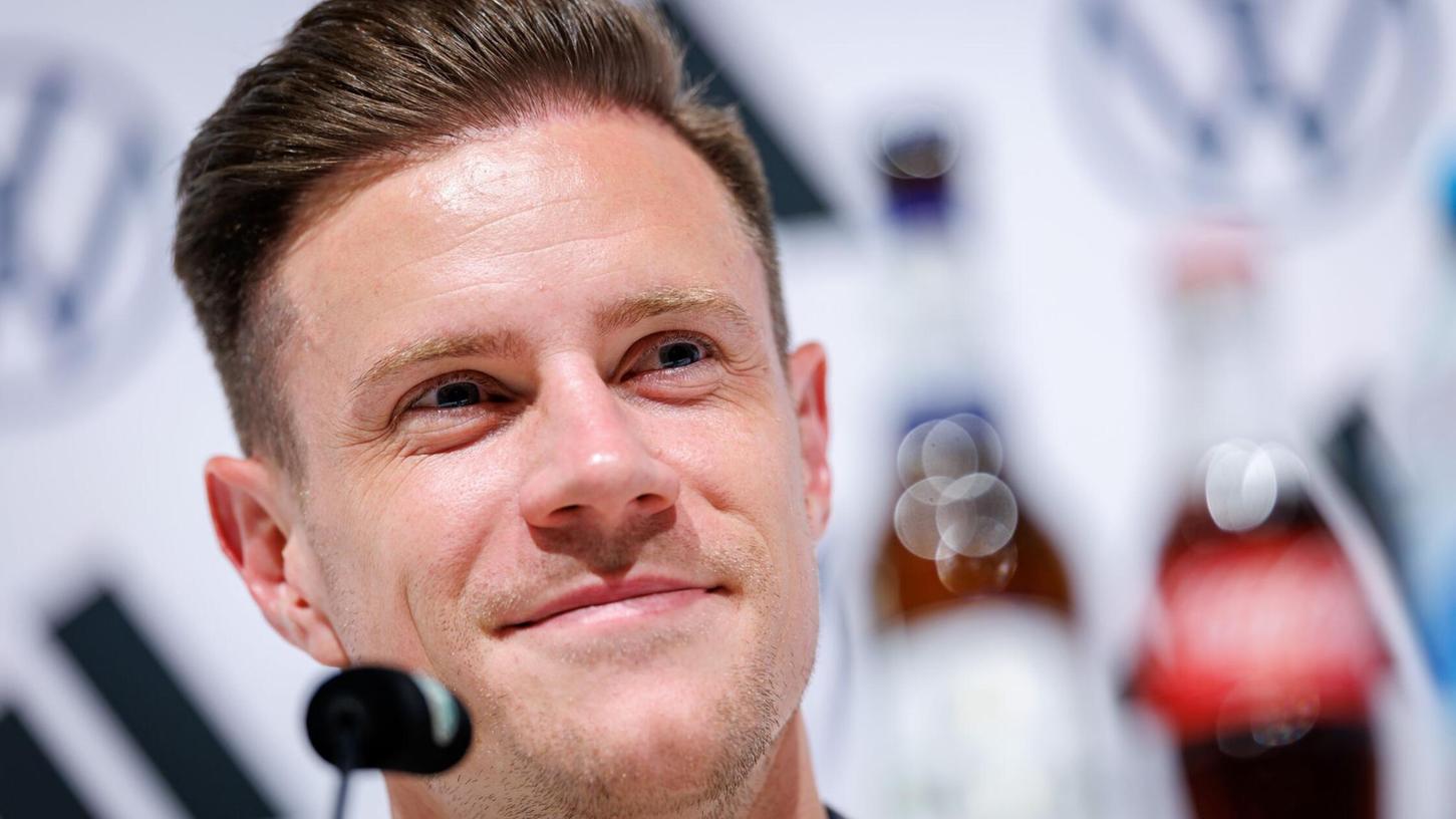 Marc-André ter Stegen bei der Pressekonferenz in Herzogenaurach. Marc-André ter Stegen bei der Pressekonferenz in Herzogenaurach.