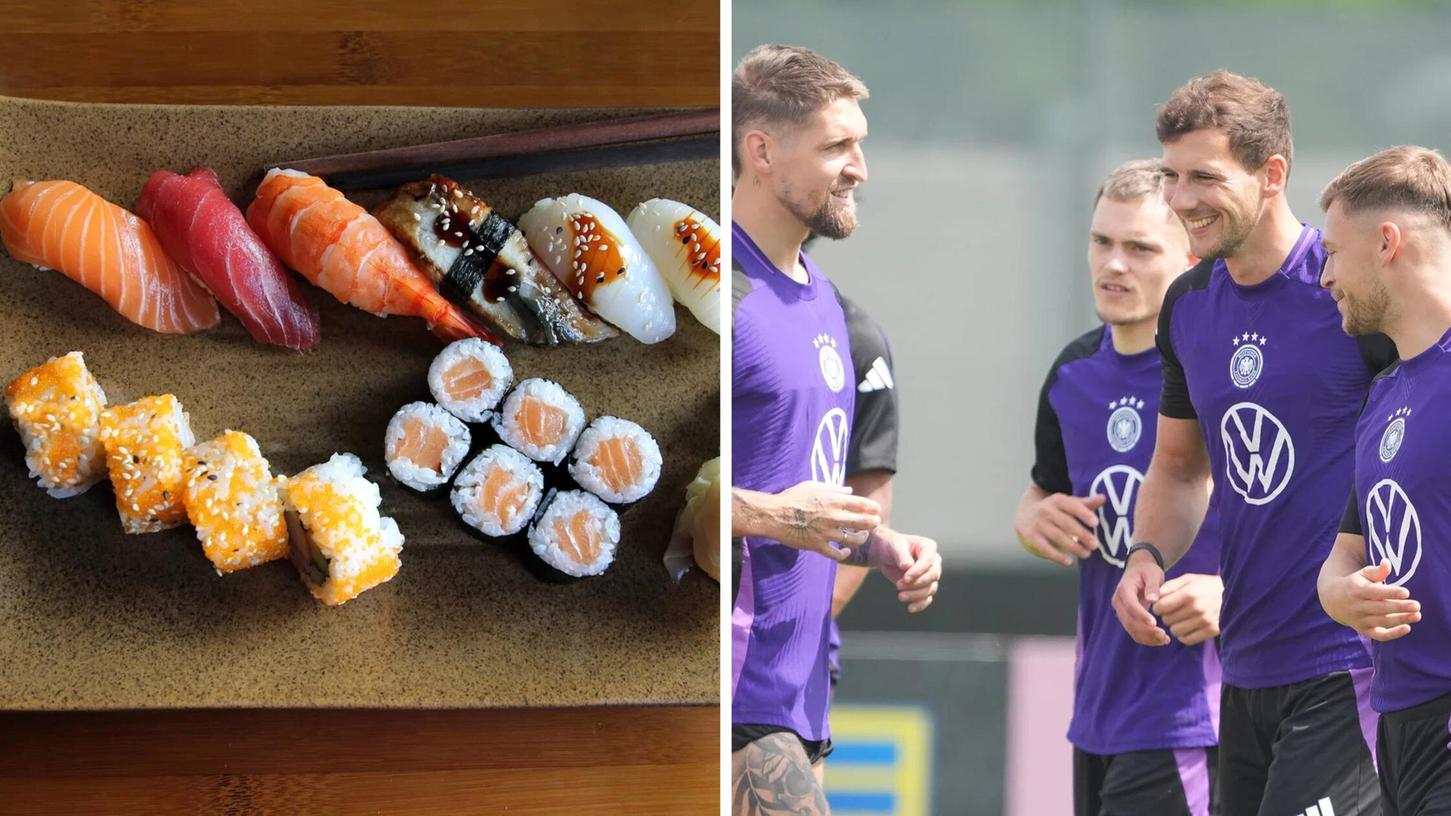 Nigiri, Maki oder Ika? Was den DFB-Kickern am besten schmeckt, bleibt ein Geheimnis. Nigiri, Maki oder Ika? Was den DFB-Kickern am besten schmeckt, bleibt ein Geheimnis.
