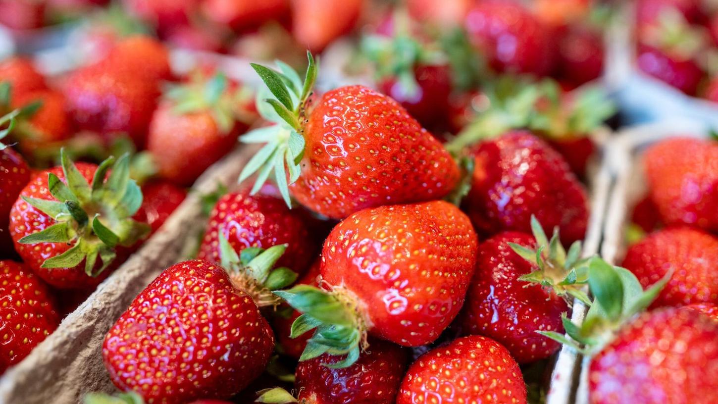 Erdbeeren werden in Schalen zum Verkauf angeboten. (Symbolbild) Erdbeeren werden in Schalen zum Verkauf angeboten. (Symbolbild)