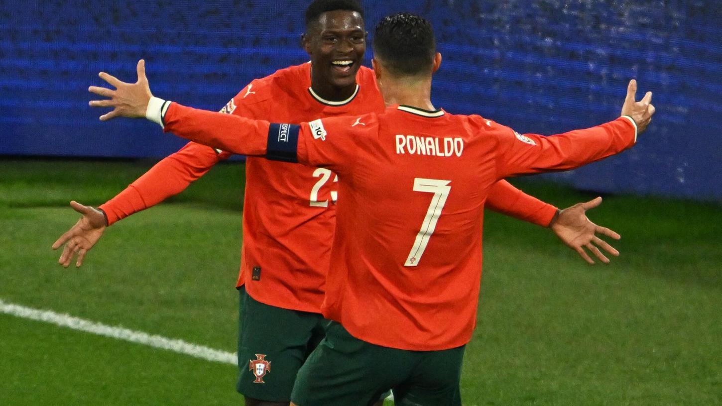 Cristiano Ronaldo bejubelt seinen Treffer zum zwischenzeitlichen 1:1. Cristiano Ronaldo bejubelt seinen Treffer zum zwischenzeitlichen 1:1.