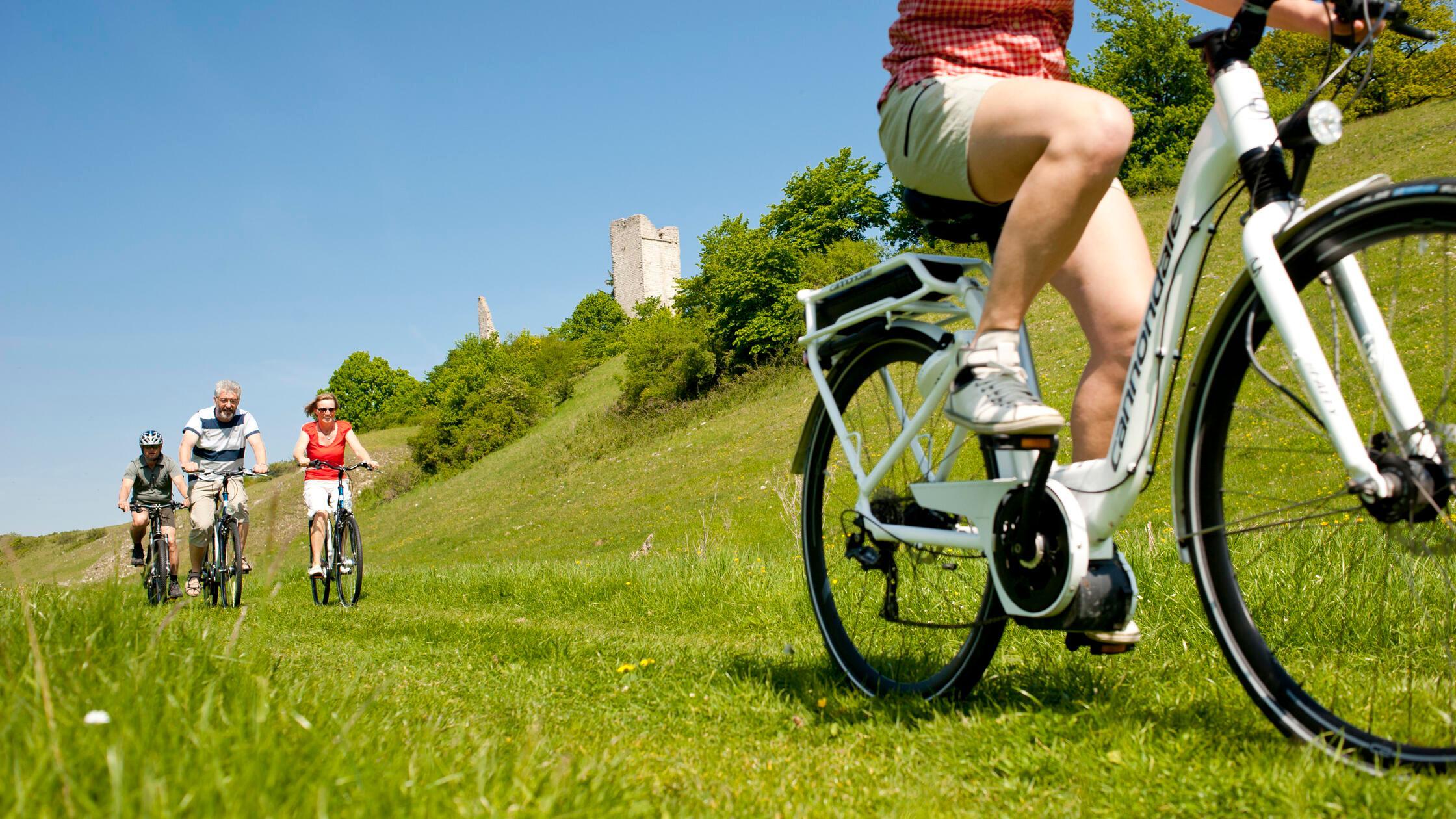 Vorbei an der markanten Silhouette der Bechthaler 