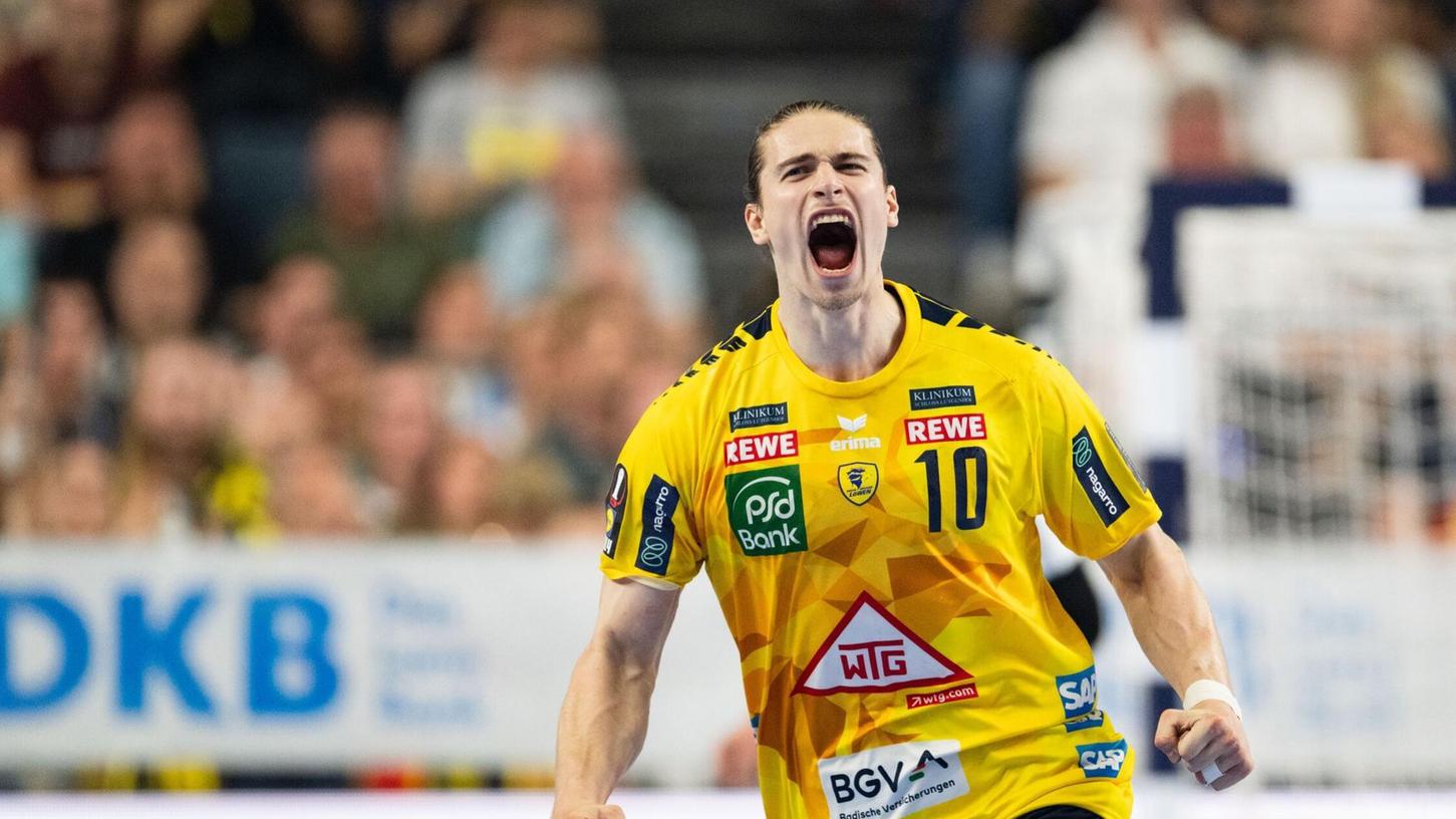 Juri Knorr trägt ein letztes Mal das Trikot der Rhein-Neckar Löwen. Juri Knorr trägt ein letztes Mal das Trikot der Rhein-Neckar Löwen.