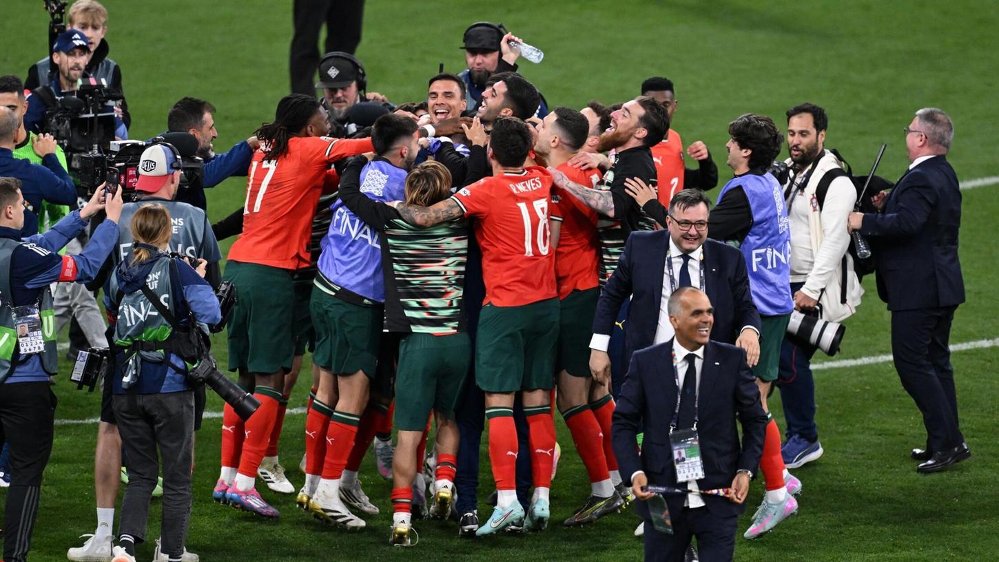 Jubel: Portugal ist nun Rekordsieger. Jubel: Portugal ist nun Rekordsieger.