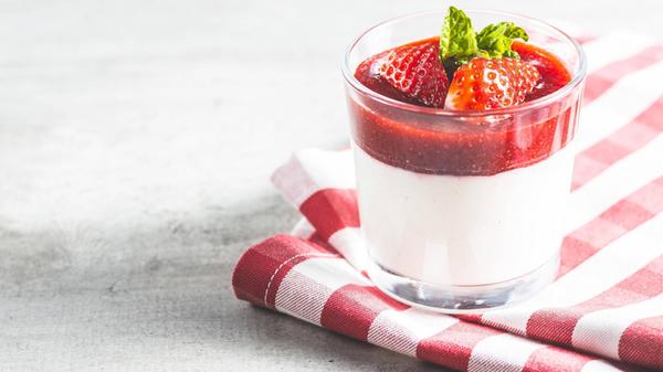 Italian dessert panna cotta with strawberries Copy