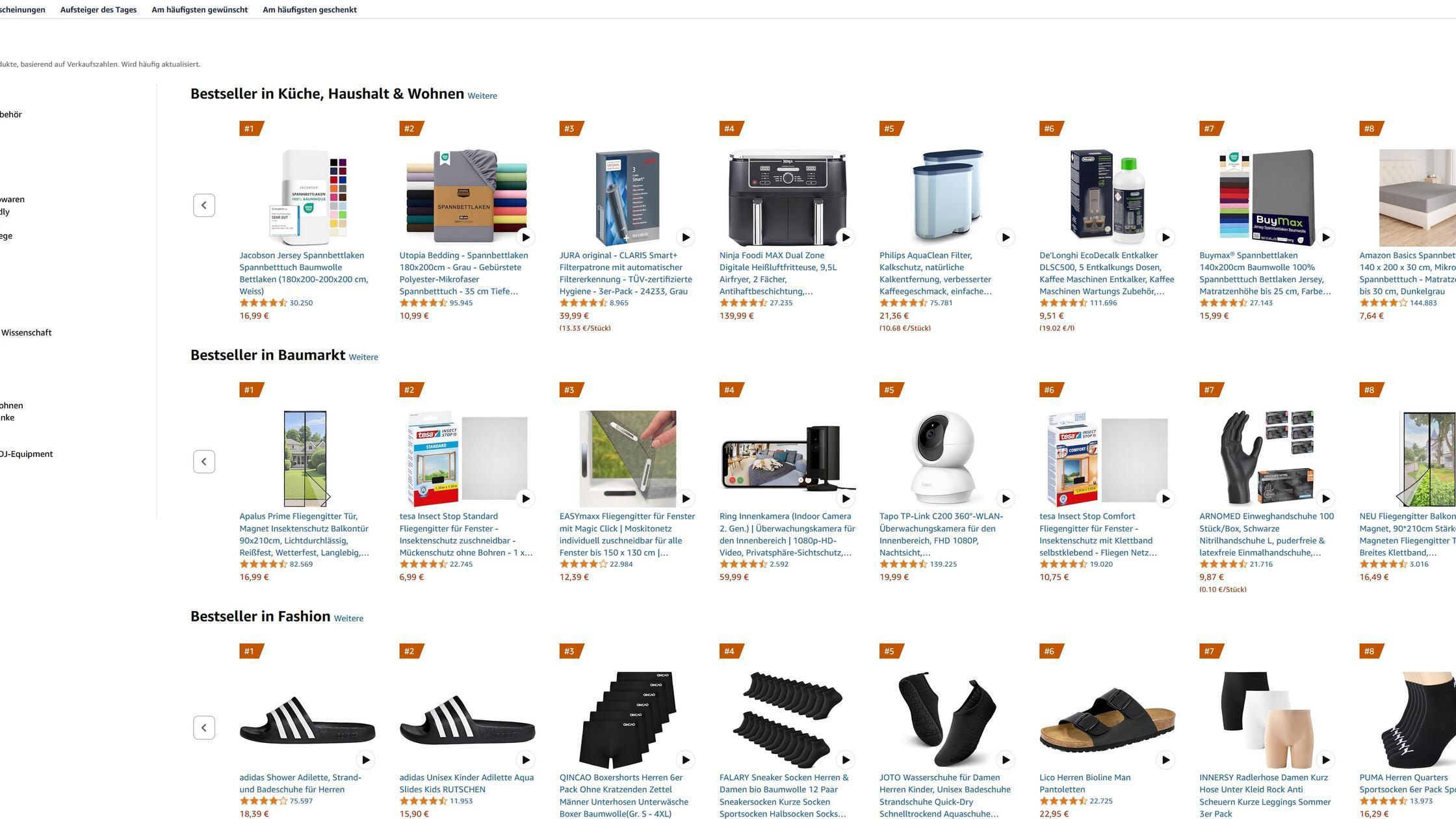 Amazon Bestseller Listen