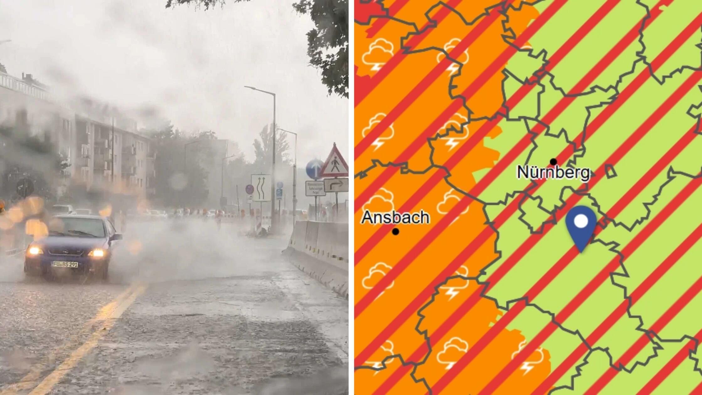 Up to 60 liters per square meter: DWD warns of severe heavy rain in Nuremberg and the region