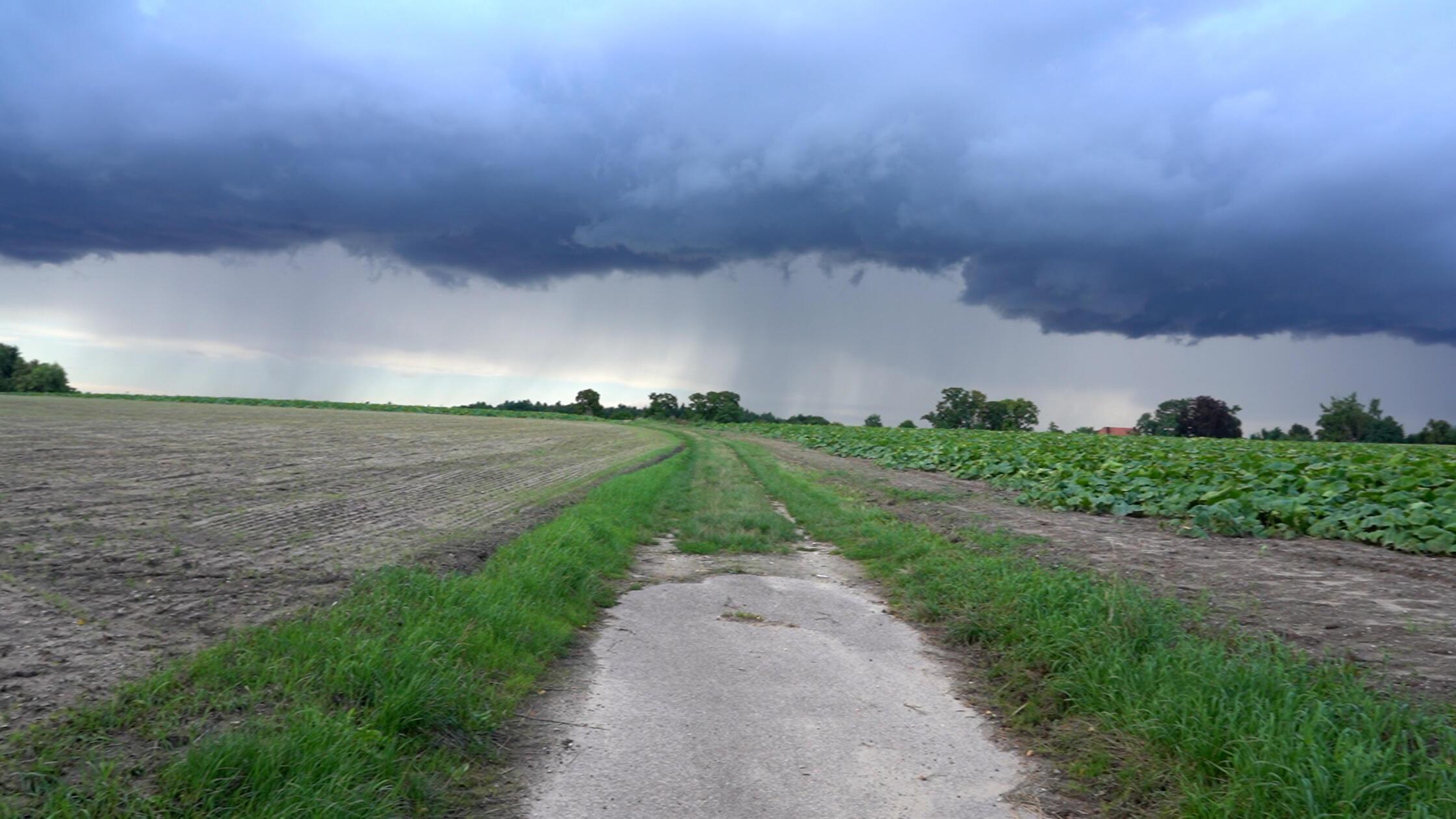 Zwischen Steingriff und Langenmoosen im Landkreis Neuburg-Schrobenhausen kam es am Abend zu kurzen, aber heftigen Regenfällen.