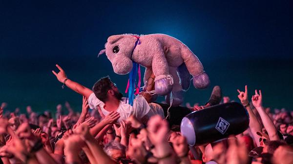 Crowdsurfen mit dem Glücksbringer, einem Einhorn – ja, auch das geht!