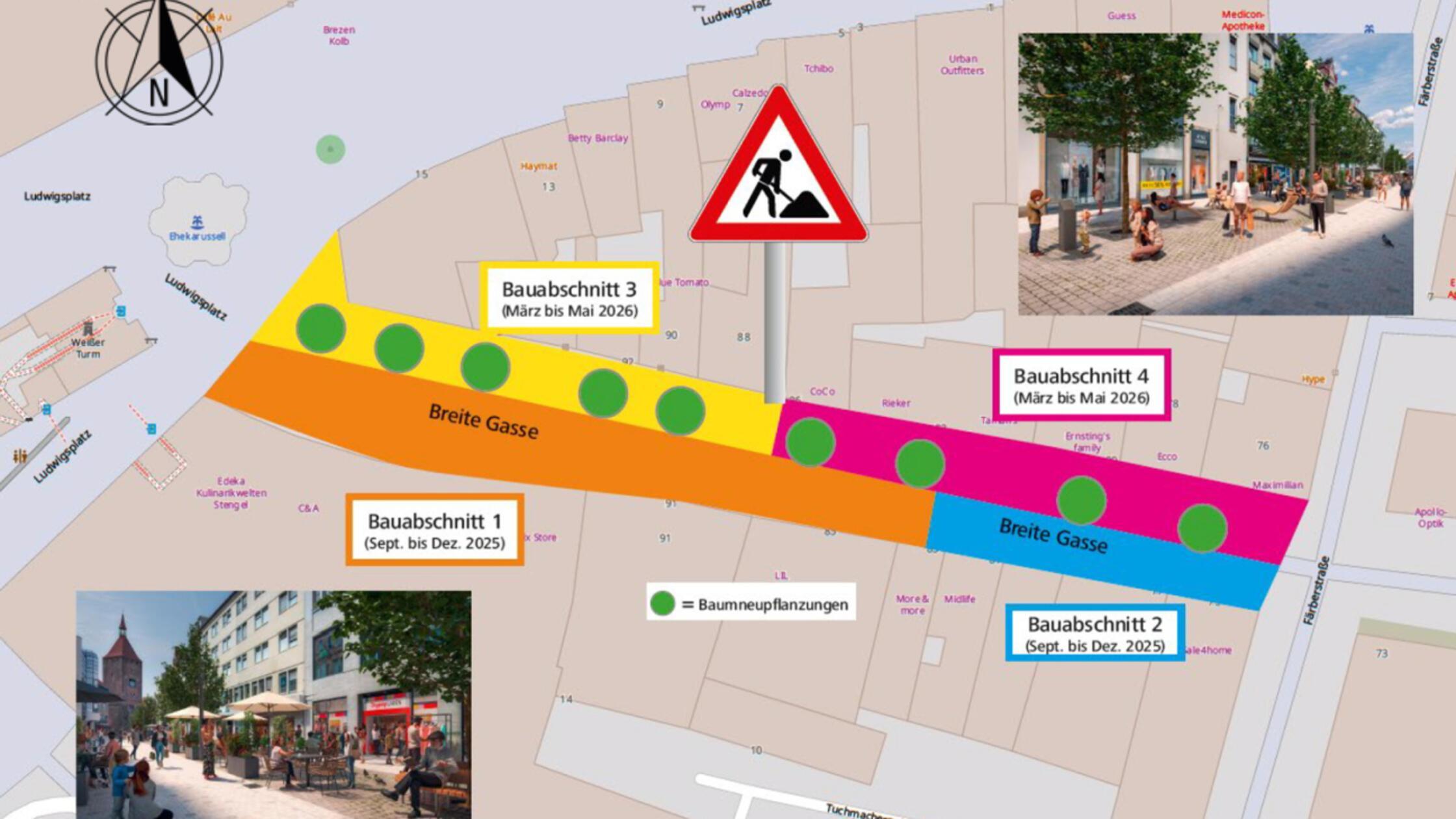 Umbau Breite Gasse: Erster Abschnitt zwischen Färb