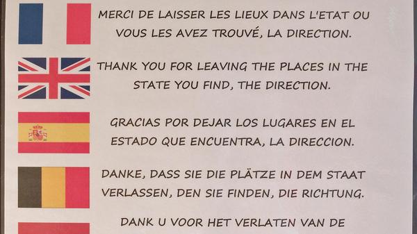 „Auf unserer Reise durch Frankreich bei Tarbes sah ich an der Toilettentür diese Aufforderung“, schreibt Thomas Lang aus Altdorf bei Nürnberg.