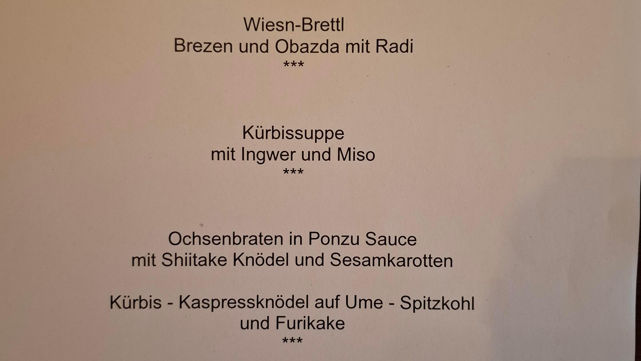 Das Schmankerl-Menü zum Eröffnungsabend.