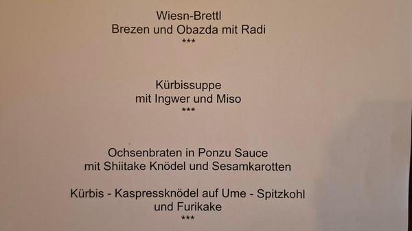 Das Schmankerl-Menü zum Eröffnungsabend.