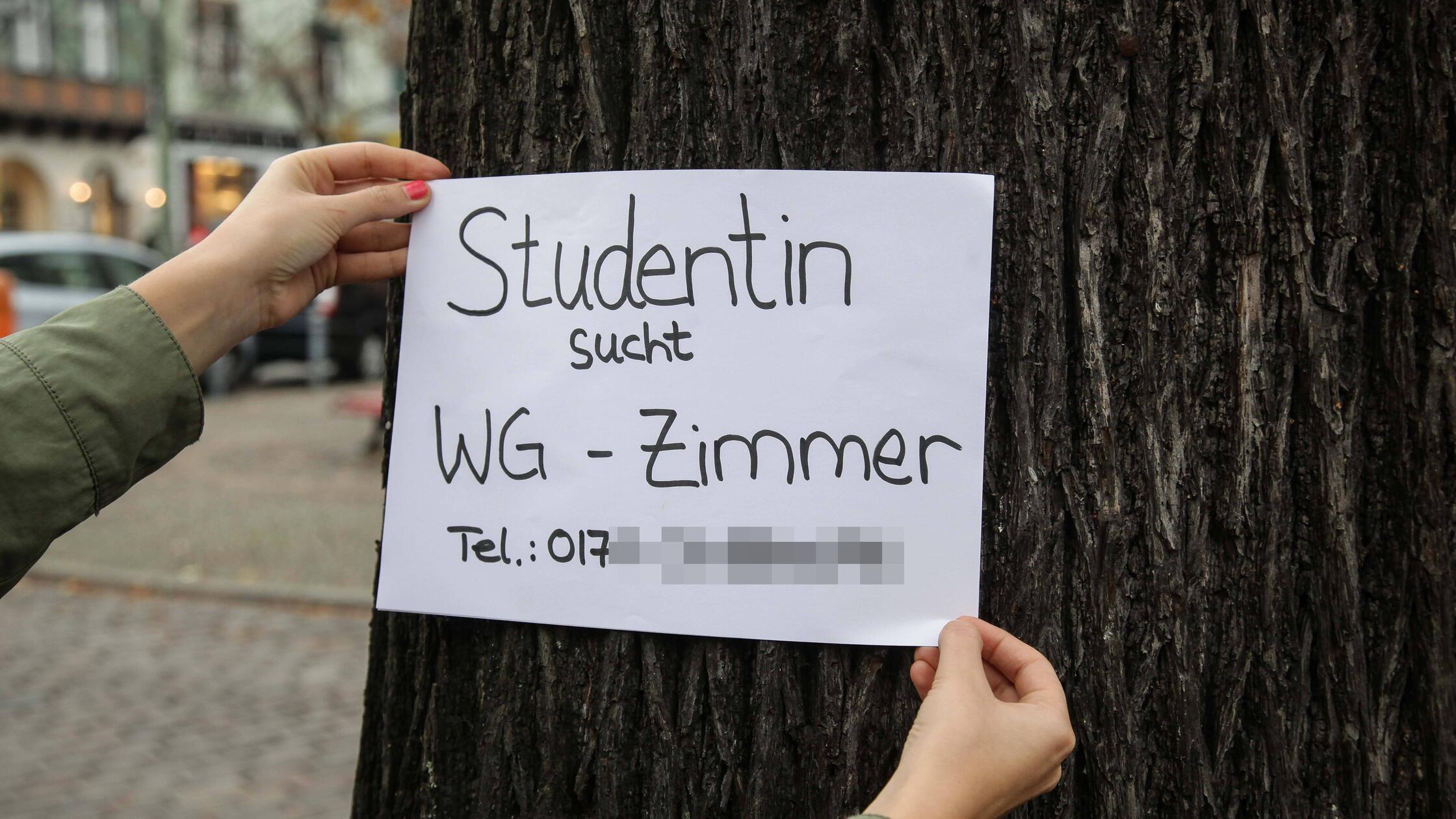 Wohnungsgesuche von Studenten an Anschlagsäule und