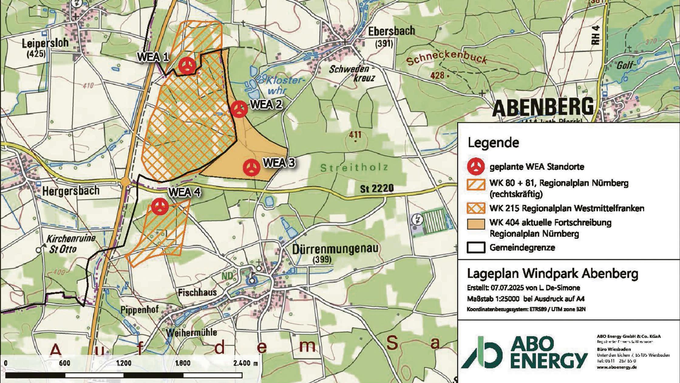 Lageplan Windkraft Abenberg