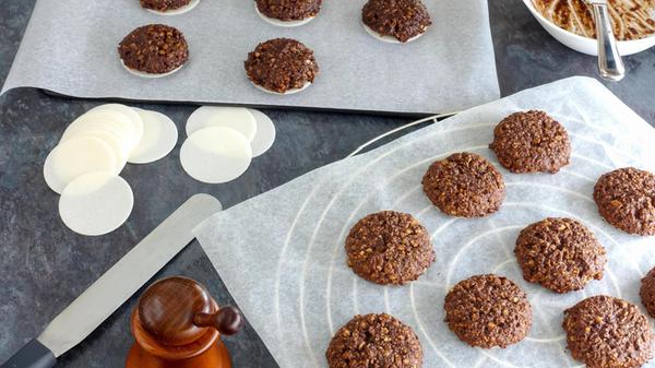 Baking German Lebkuchen, Gingerbread. A baking tra