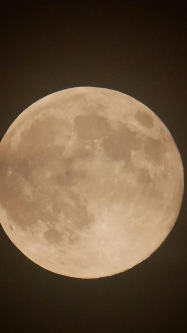 Der Supermond gegen 17.20 Uhr aufgenommen aus dem Nürnberger Stadtteil Thon.