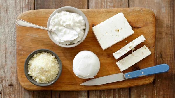 An arrangement of cheese with feta, buffalo mozzar