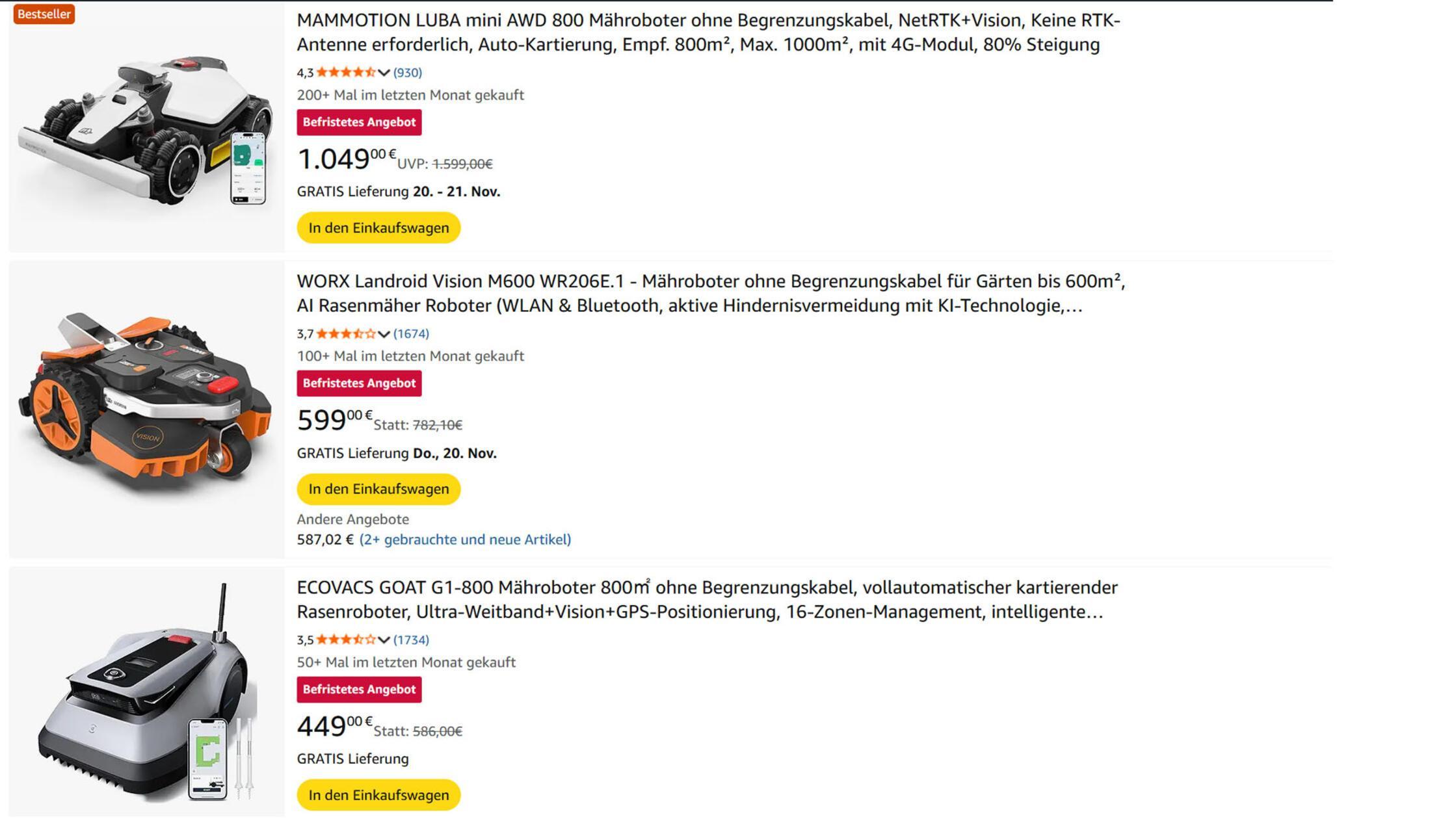 Amazon Black Friday Woche Maehroboter Angebote