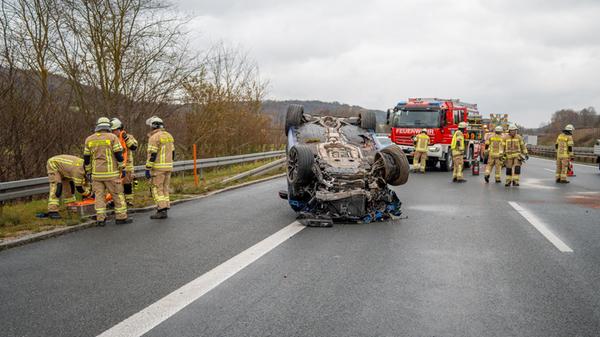 Auf der Autobahn A3 in Fahrtrichtung Nürnberg kam