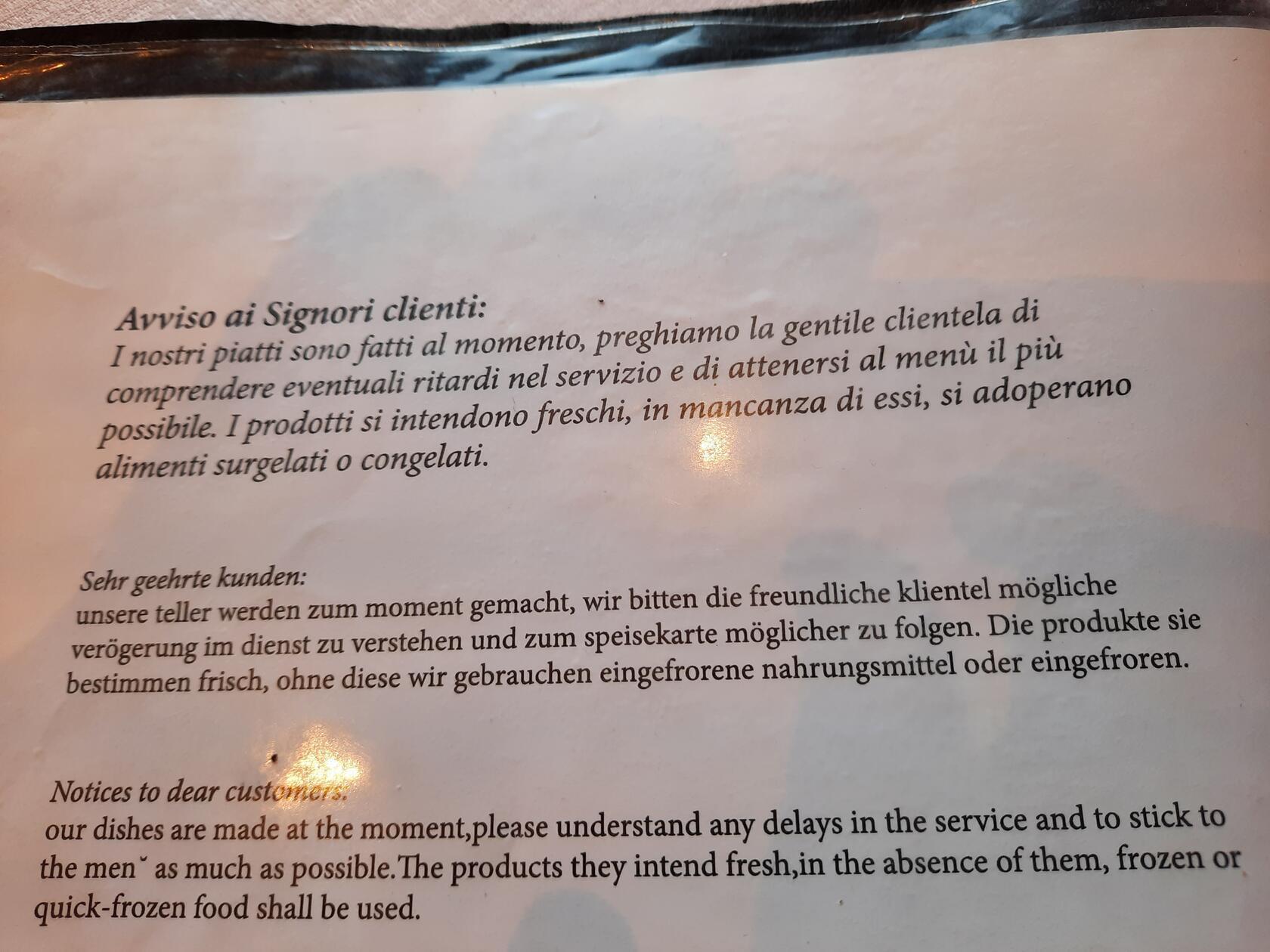 Gesehen In einem Restaurant in Caorle (Italien) von Sabine Ullrich aus Flachslanden.; ;