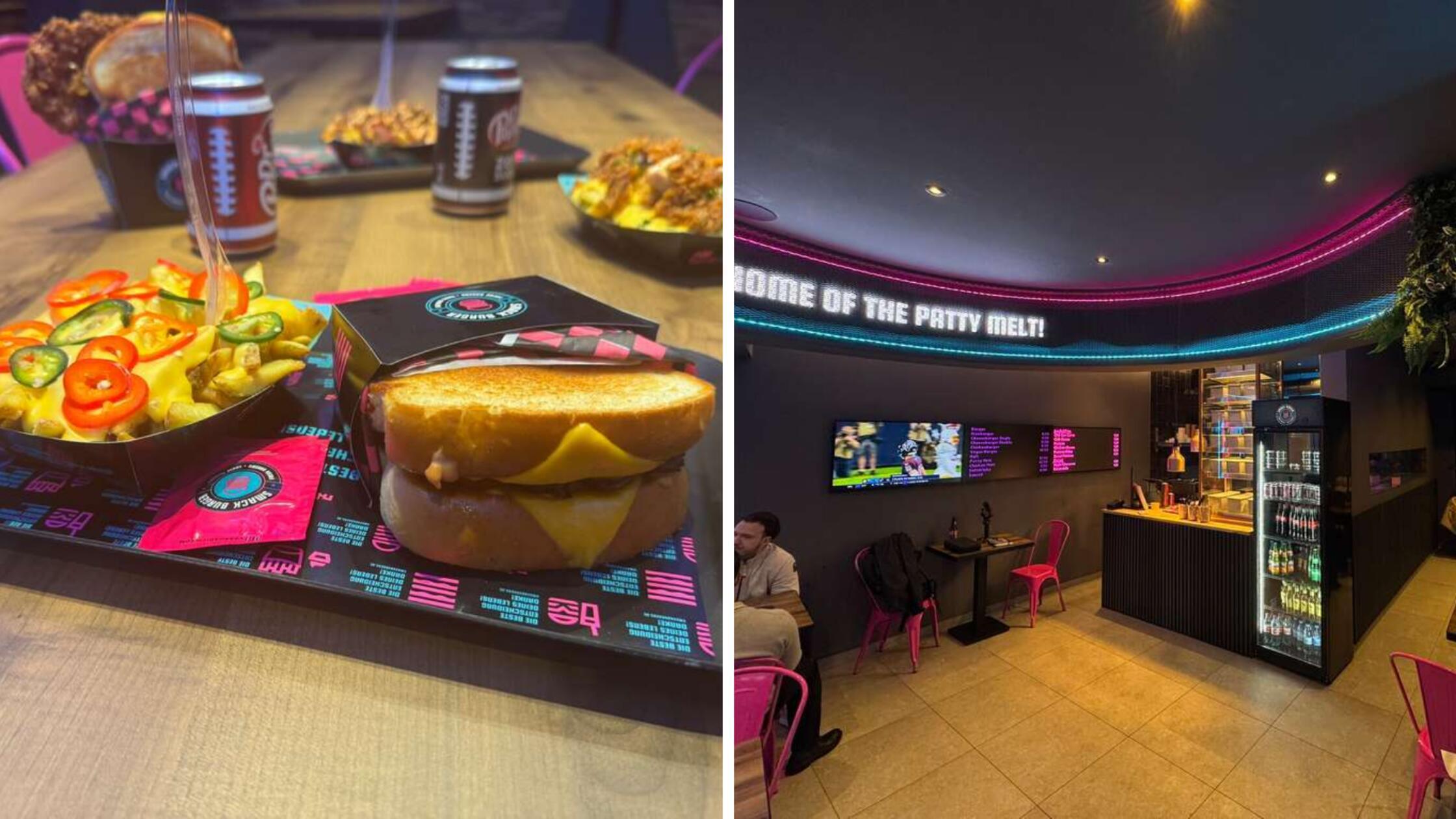 Anfang des Jahres öffnete Smack Burger seine Türen in Nürnberg erstmalig. Der Standort in der Breiten Gasse 94 war damit die erste Filiale außerhalb Berlins. Das Konzept schreit dort durch und durch "Amerika". Football-Highlights laufen und Dr. Pepper, Pudding mit Banane, Burger, Pommes sowie Patty Melts (siehe Bild) stehen auf der Speisekarte.