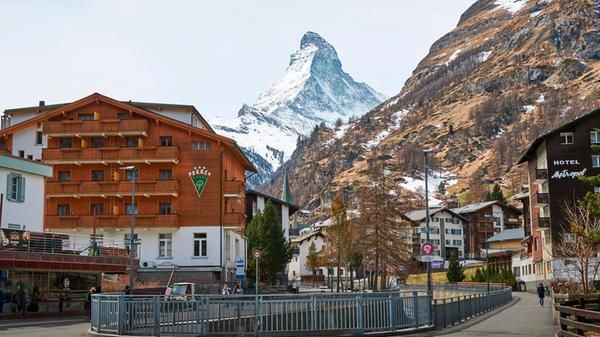 A Landscape view of Matterhorn mountain and city o