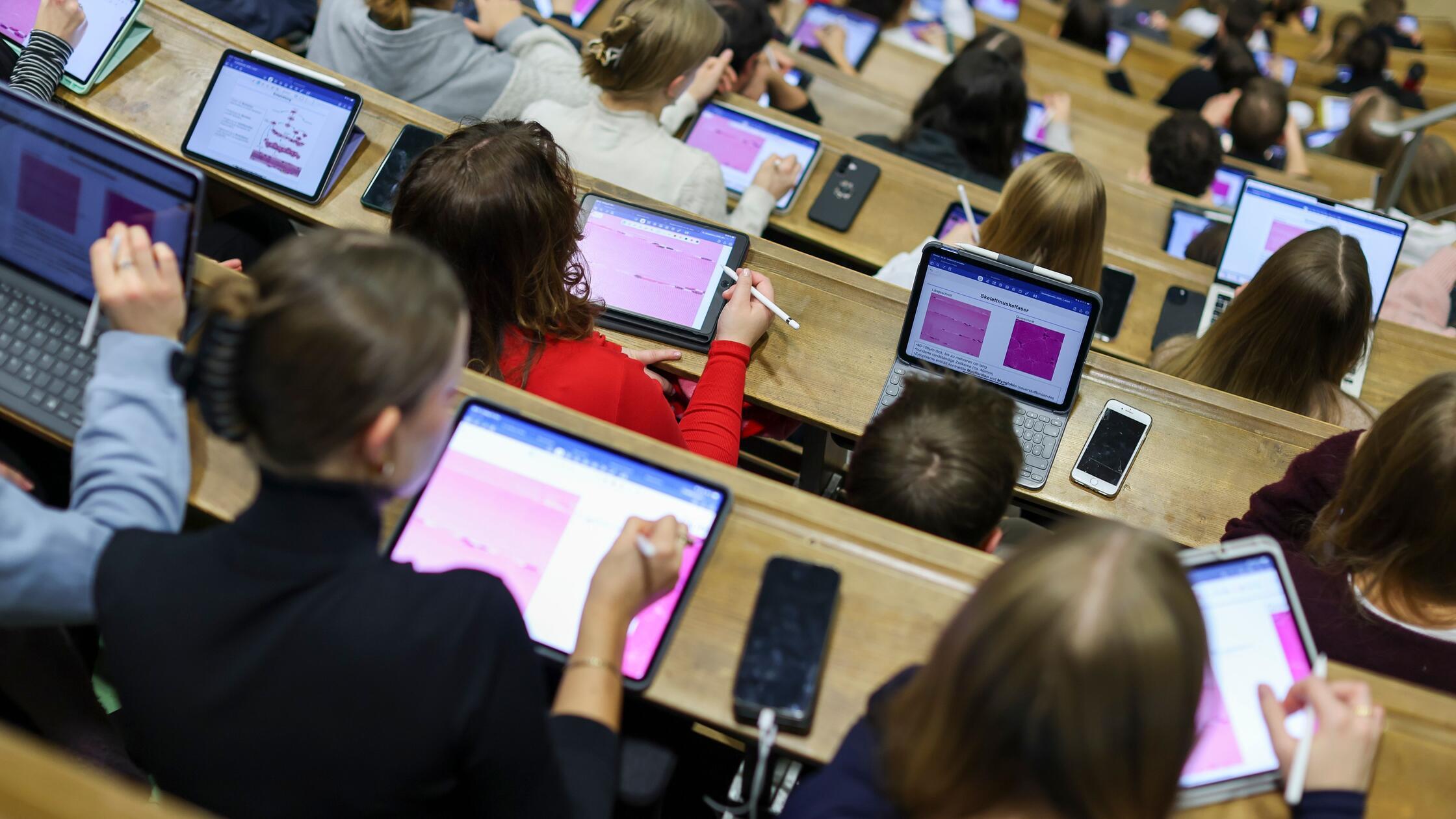 Studenten der Humanmedizin sitzen in einer Vorlesu