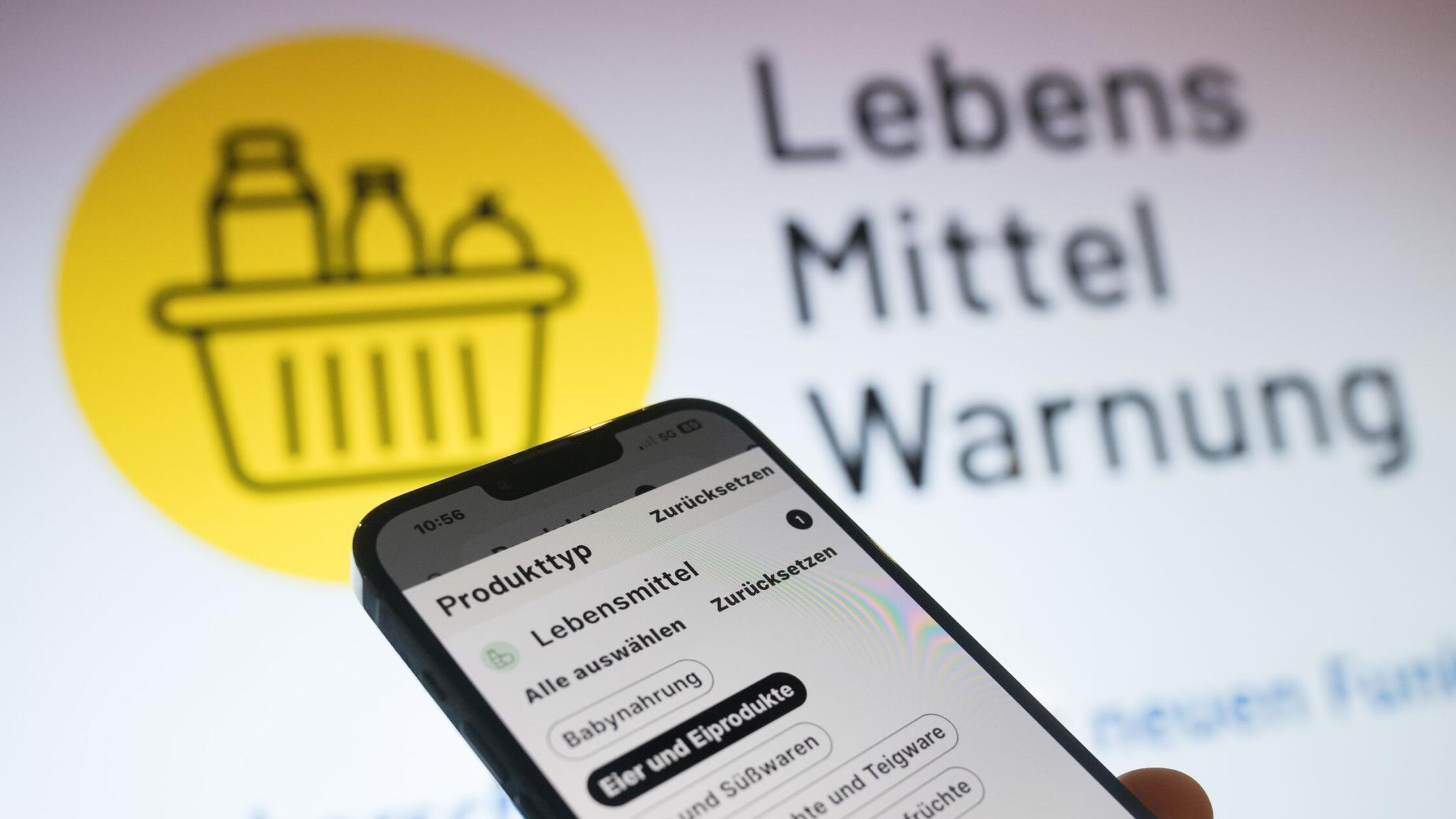 Die Kategorienauswahl der App «Lebensmittelwarnung