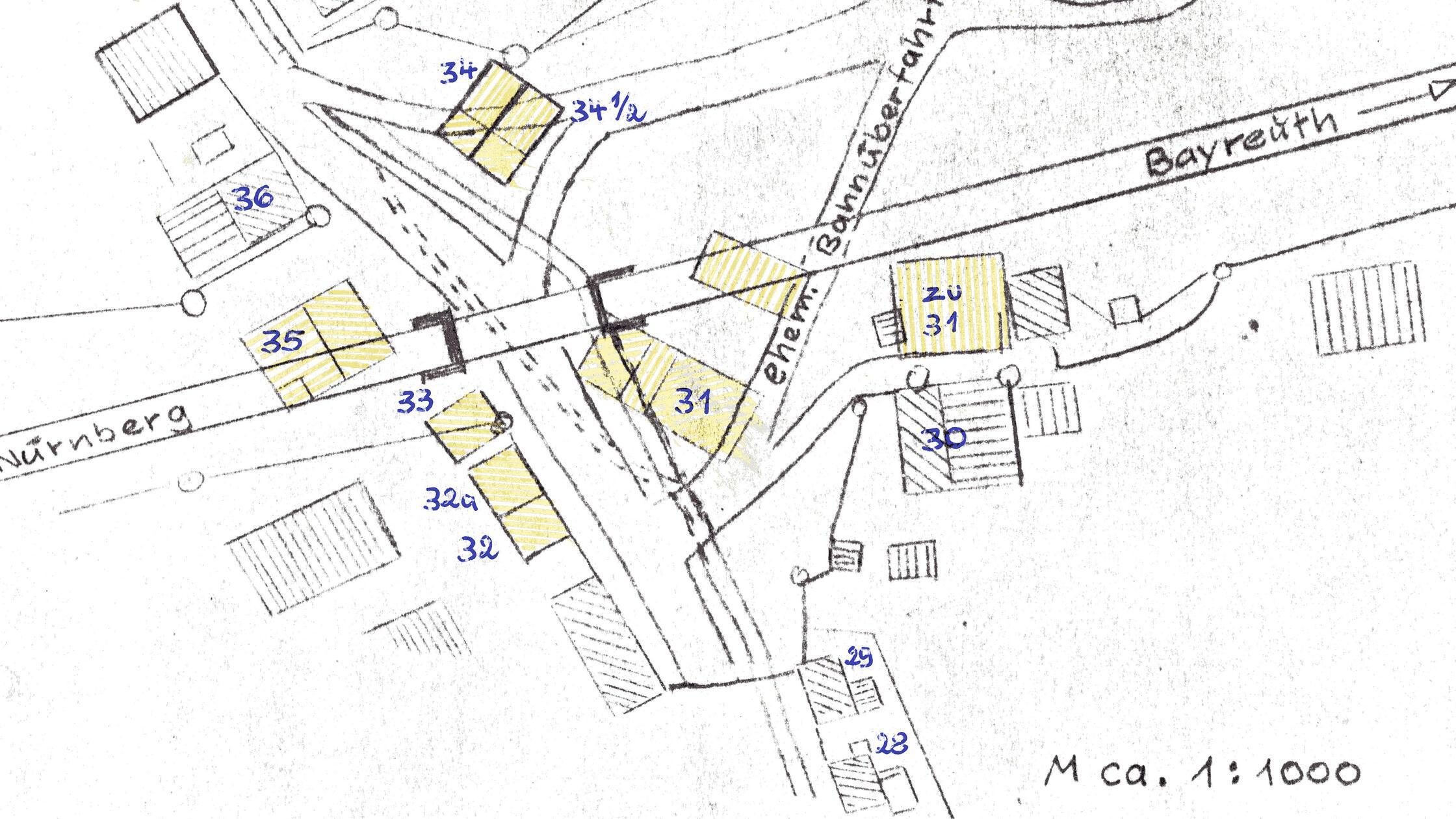 Unterartelshofen - Handskizze aus 1875 mit den abg